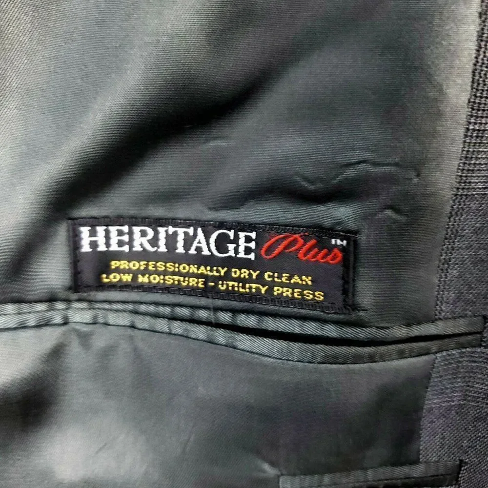 Hart Schaffner Marx 44L 2 Button Glen Check Wool‎